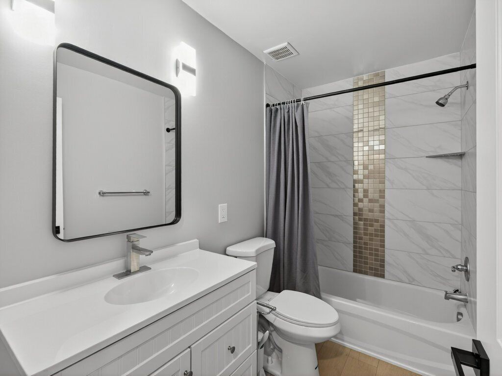 Shower, towels, soap, toilet paper