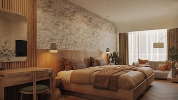 Luxury Double Room, 1 King Bed, Kitchen, City View | Desk, blackout drapes, iron/ironing board, free WiFi