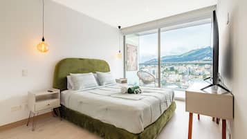 Căn hộ Deluxe, quang cảnh đồi núi | Màn/rèm cản sáng, truy cập Internet không dây miễn phí, bộ trải giường