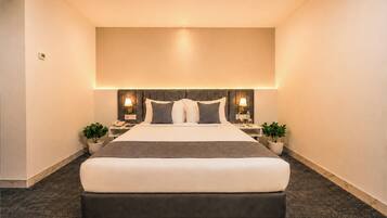Blackout curtains, iron/ironing board, rollaway beds, free WiFi