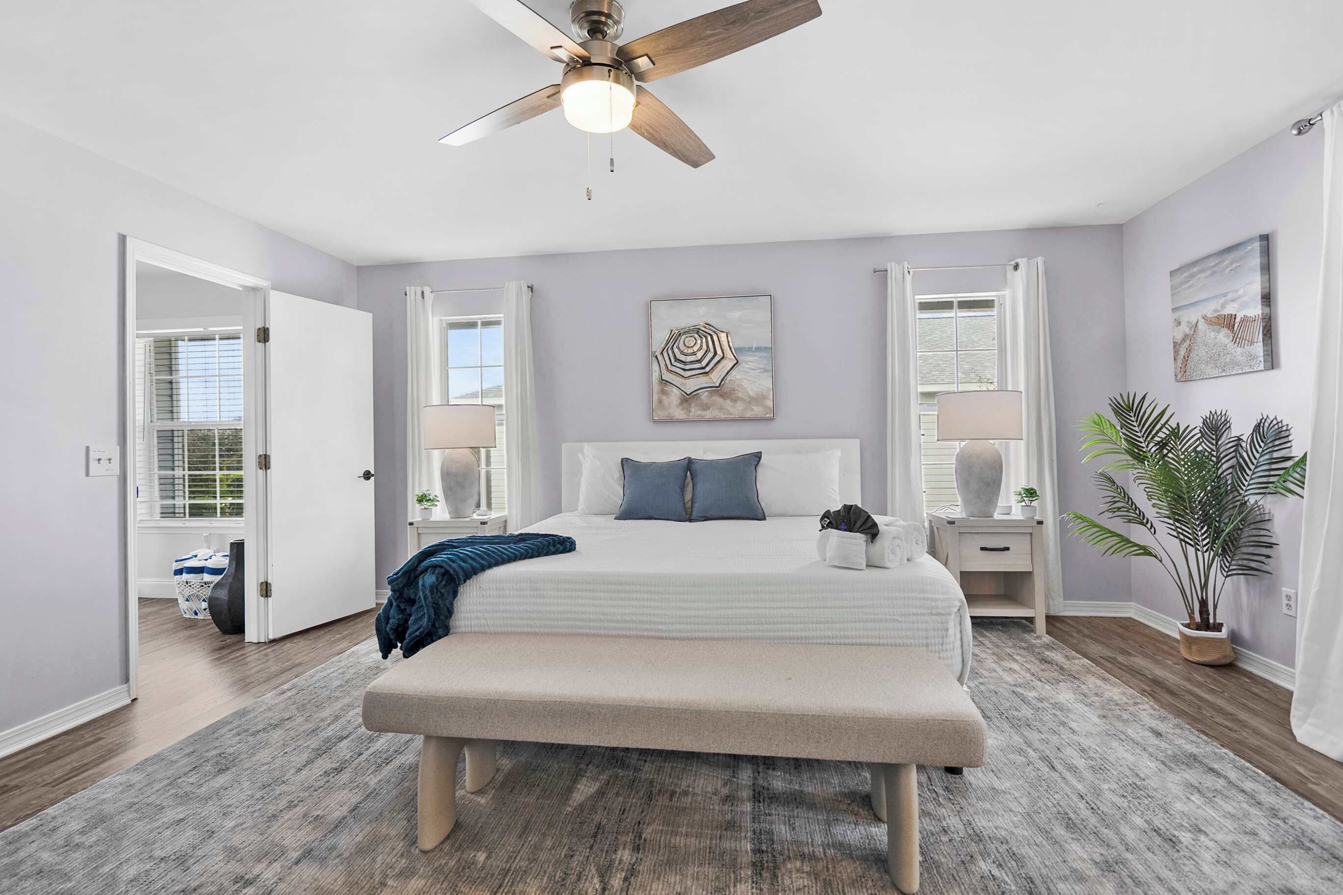 4 bedrooms, desk, iron/ironing board, travel crib