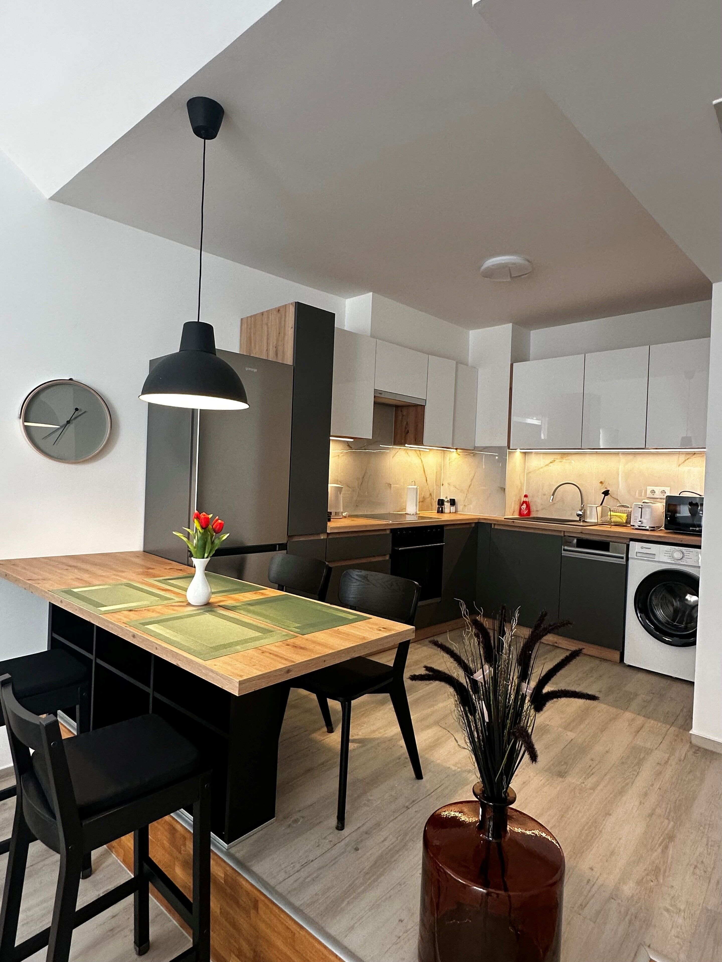 Superior Studio | Private kitchen | Fridge, microwave, stovetop, dishwasher