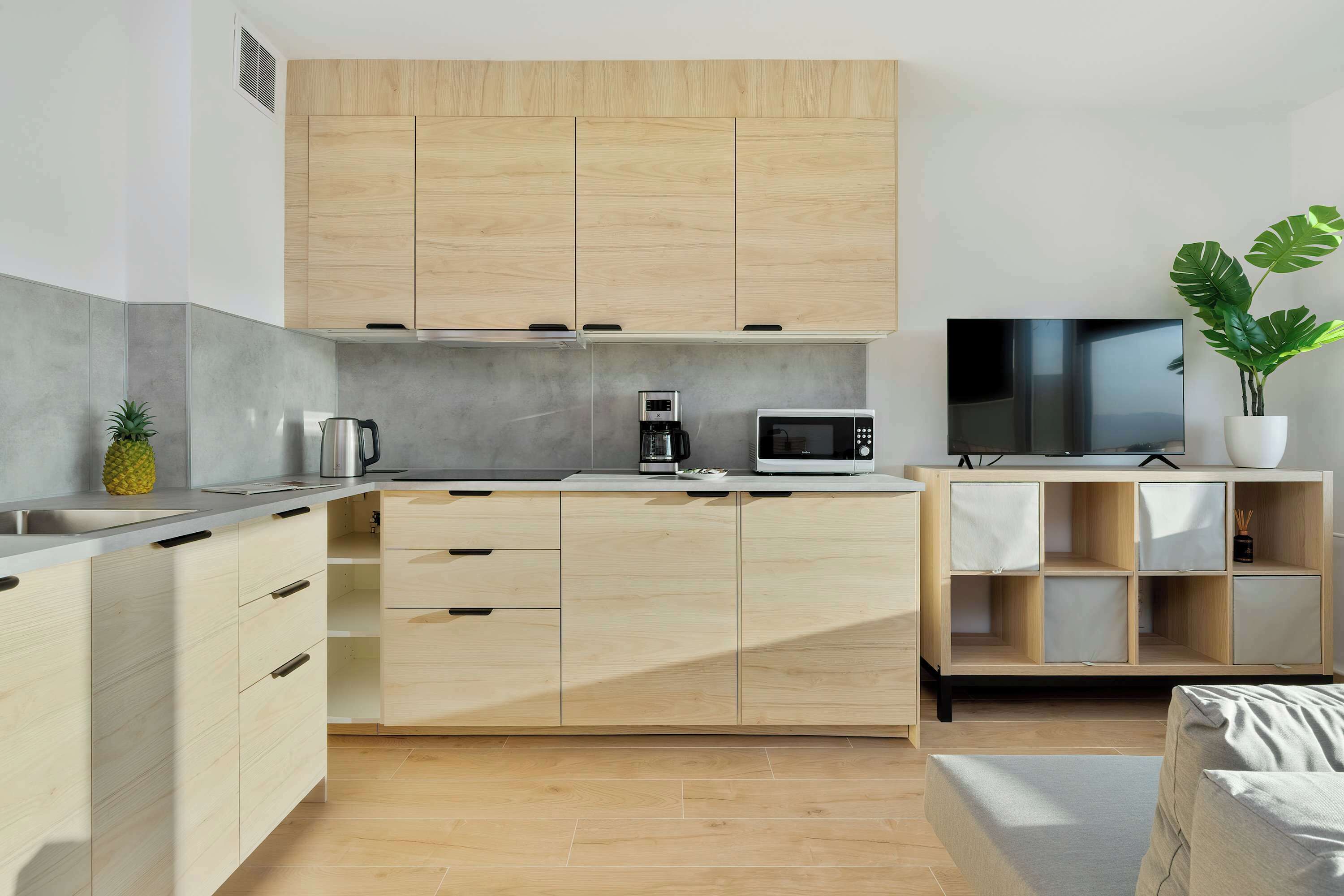 Fridge, microwave, stovetop, dishwasher