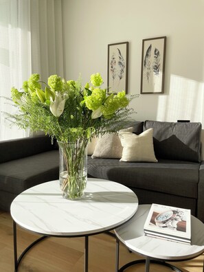 Apartment, Balkon, Stadtblick | Wohnbereich