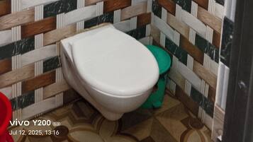 Shower, bidet, towels, soap