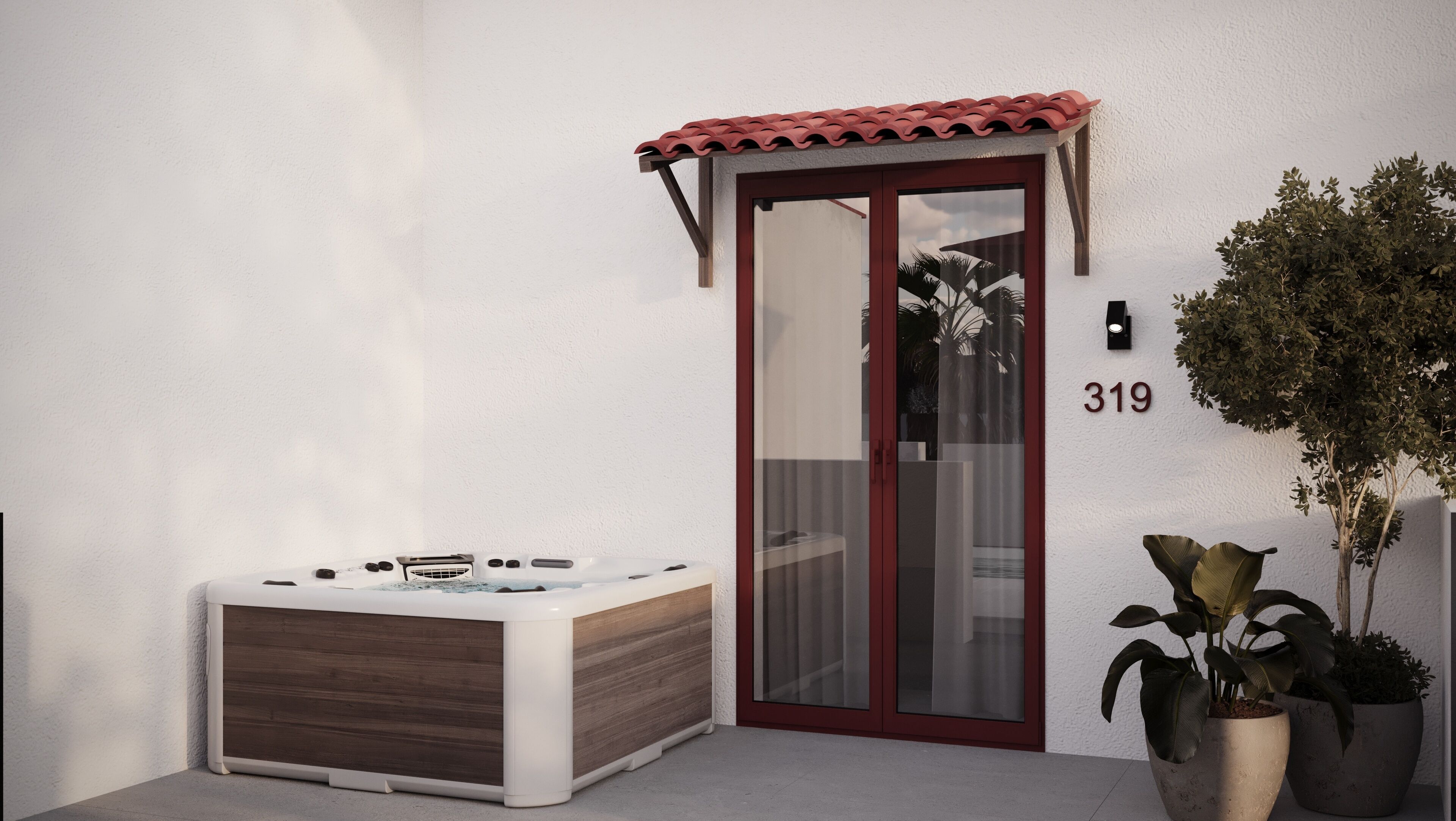 Double Room with outdoor Spa Tub | In-room safe, free WiFi, bed sheets