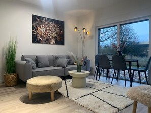 Televisión y chimenea 