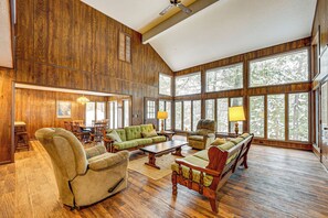 House (2 Bedrooms) | Front of property - Near Manistee National Forest! Retro Cabin Retreat (Branch)