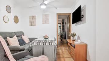 Televisión y chimenea