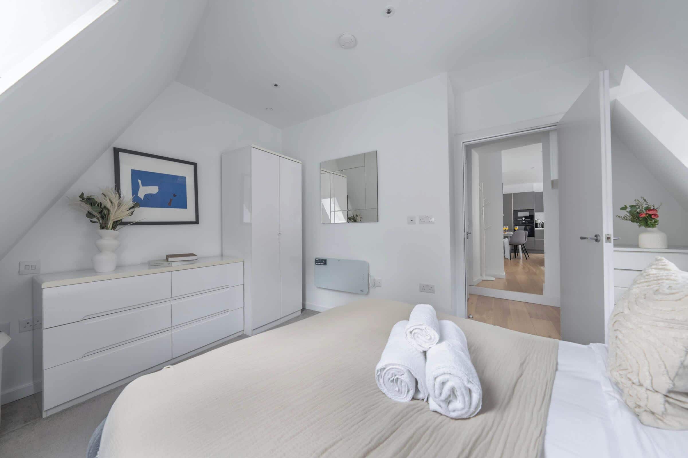 1 bedroom, desk, iron/ironing board, travel cot
