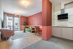 Living area - Stylish condo w balcony next to Andrassy road (Budapest)