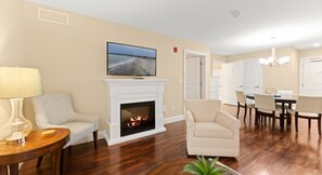 TV, fireplace - York Beach | Fireplace, Full Kitchen, Walk to Beach | Sleeps 6 (York)