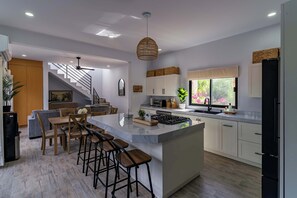 Fridge, microwave, oven, stovetop - Modern House w/ Rooftop Ocean Views & Private Pool (El Centenario)