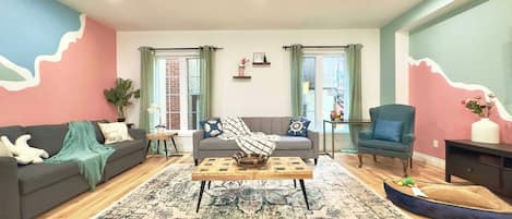 TV, foosball, offices