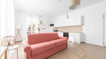 Departamento, balcón, vista a la ciudad (Pedretti 207) | Área de sala de estar