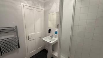 Shower, towels, toilet paper