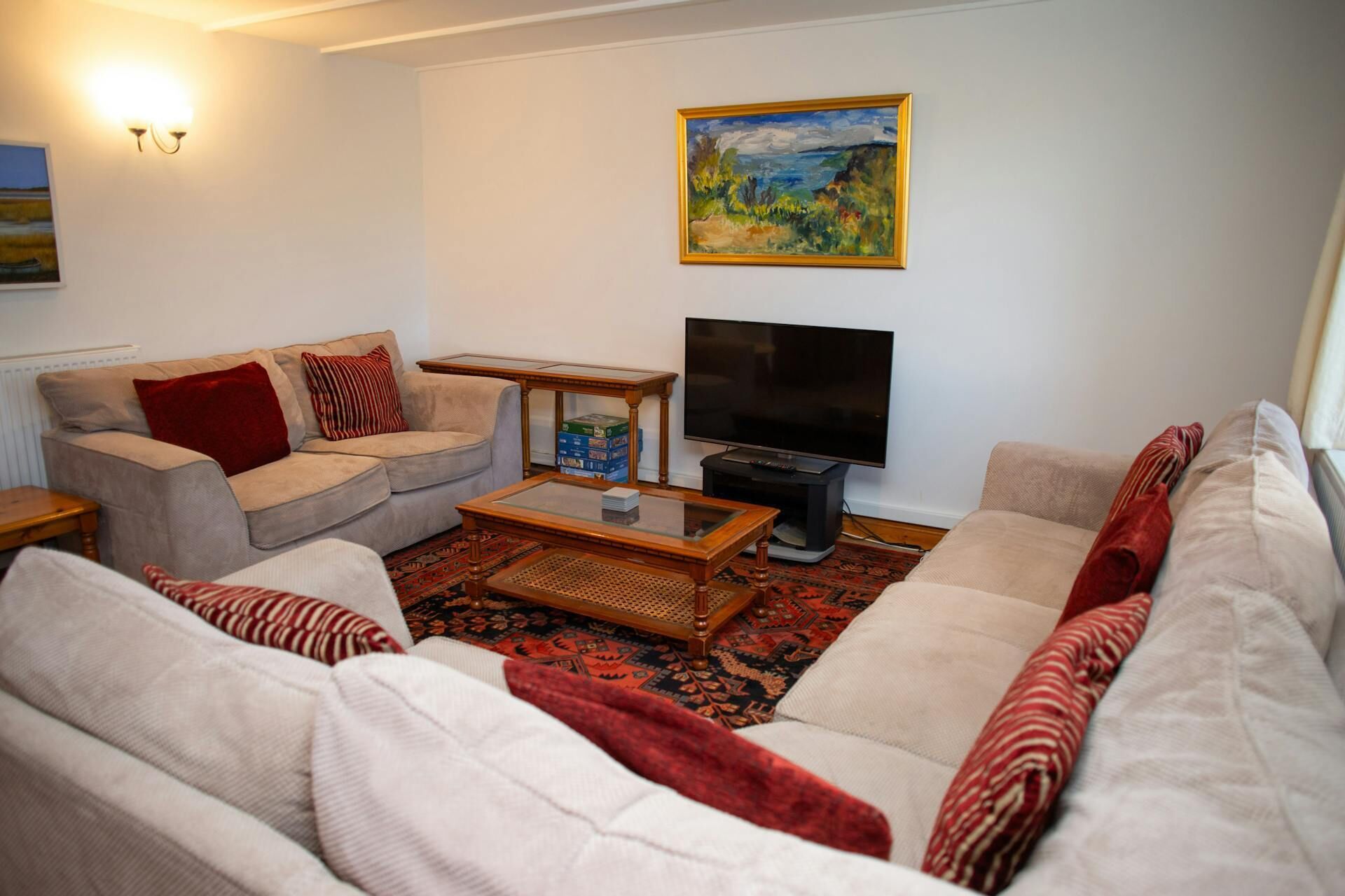 TV, DVD player, books
