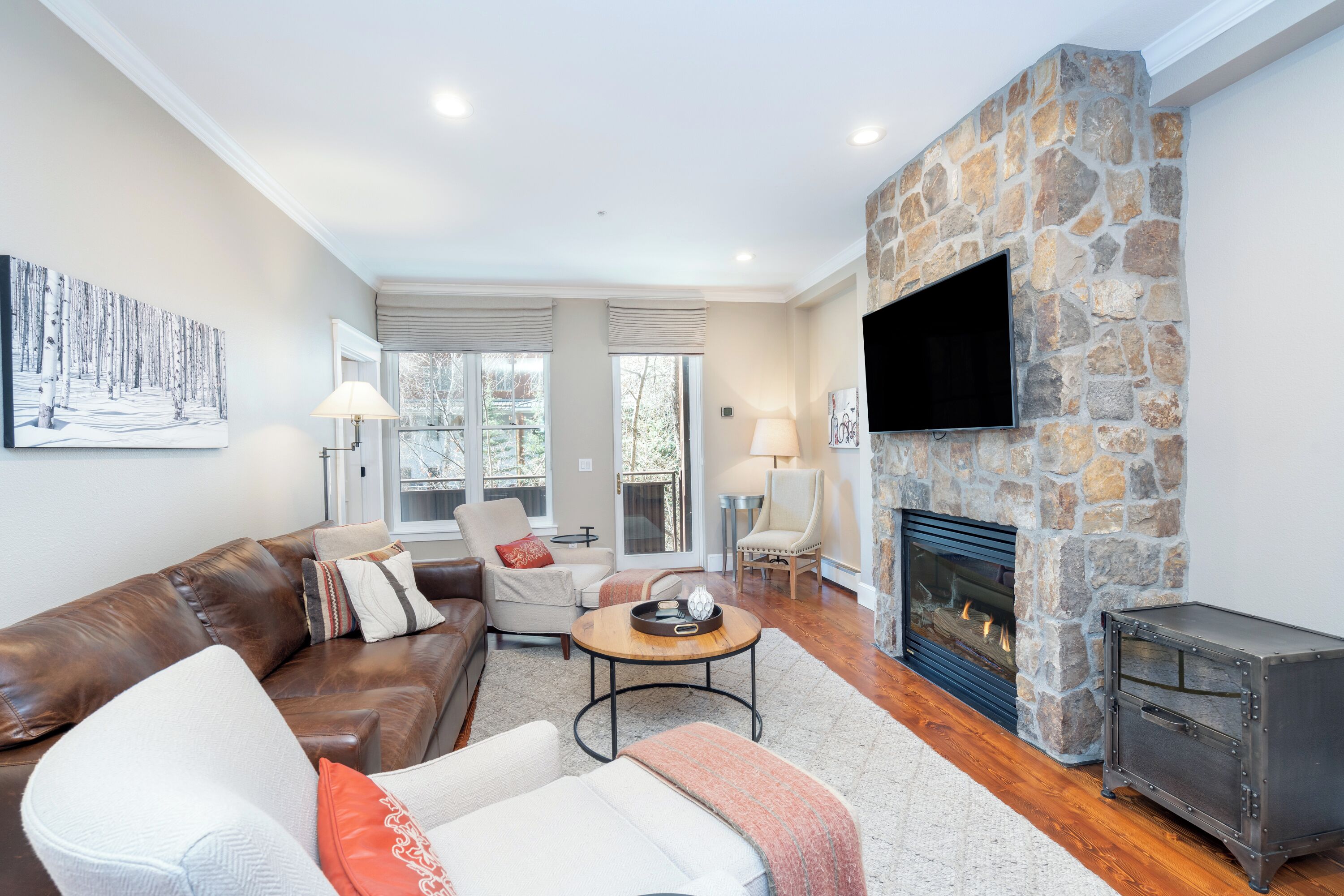 TV, caminetto, lettore DVD