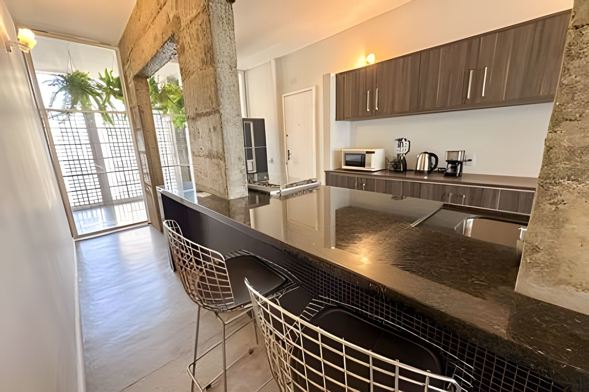 Fridge, microwave, oven, cookware/dishes/utensils