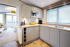 Fridge, microwave, oven, electric kettle