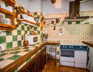 Fridge, microwave, stovetop, coffee/tea maker - Casa El Portón, Bubión: vistas a la montaña, terraza privada y Wi-Fi (Bubión)