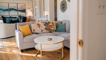 Televisión, chimenea, libros