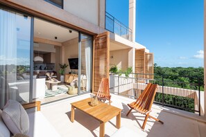 Premier Apartment, 2 Bedrooms, Terrace, Golf View | Terrace/patio - Corasol Modern Apt with Terrace (Playa del Carmen)