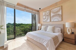Apartamento Deluxe, 2 habitaciones, terraza, vistas al campo de golf | Ropa de cama de alta calidad, caja fuerte, decoración individual
