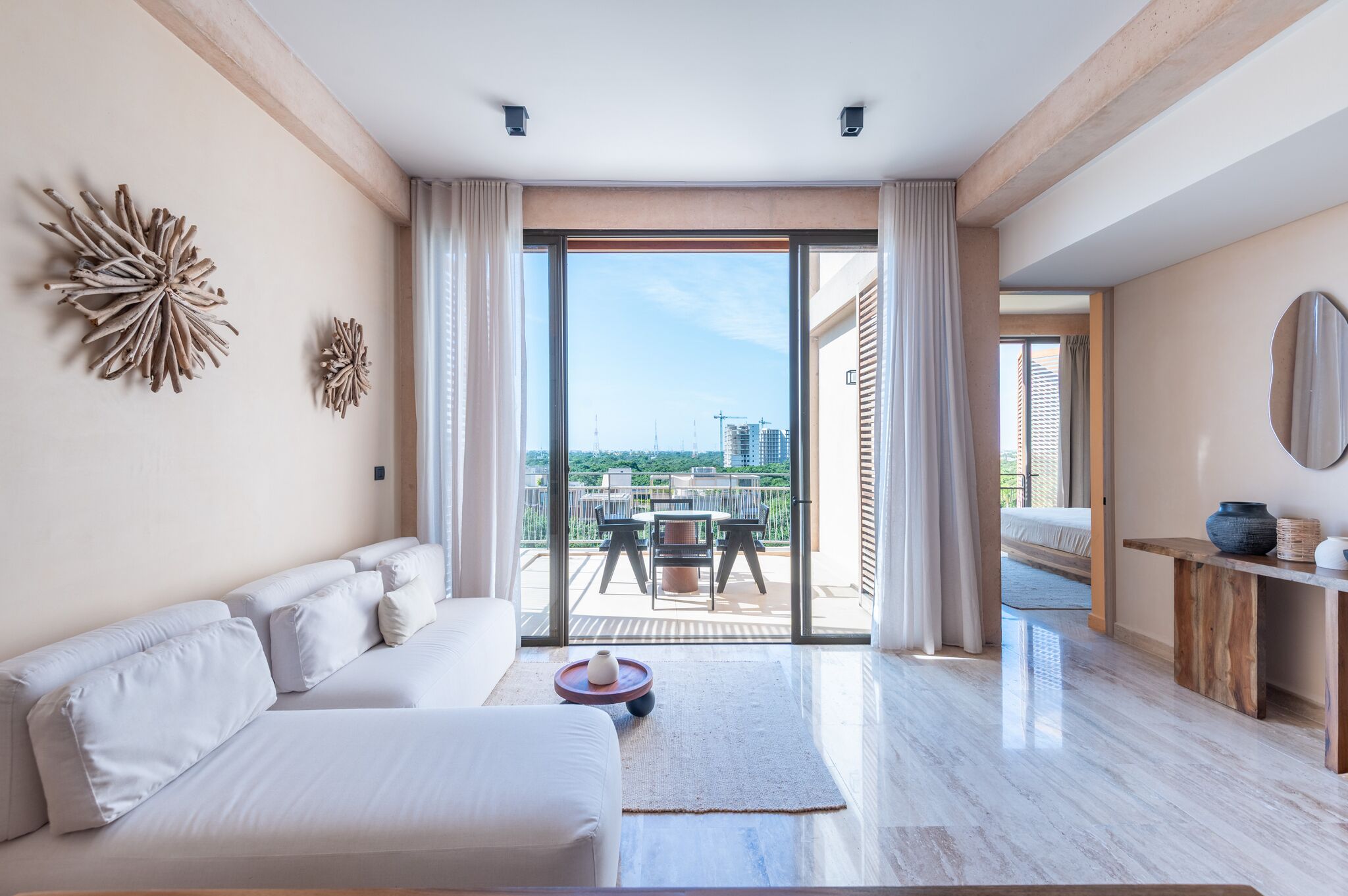 Family Apartment, 2 Bedrooms, Terrace, Golf View | Living area | 50-inch Smart TV with digital channels, heated floors