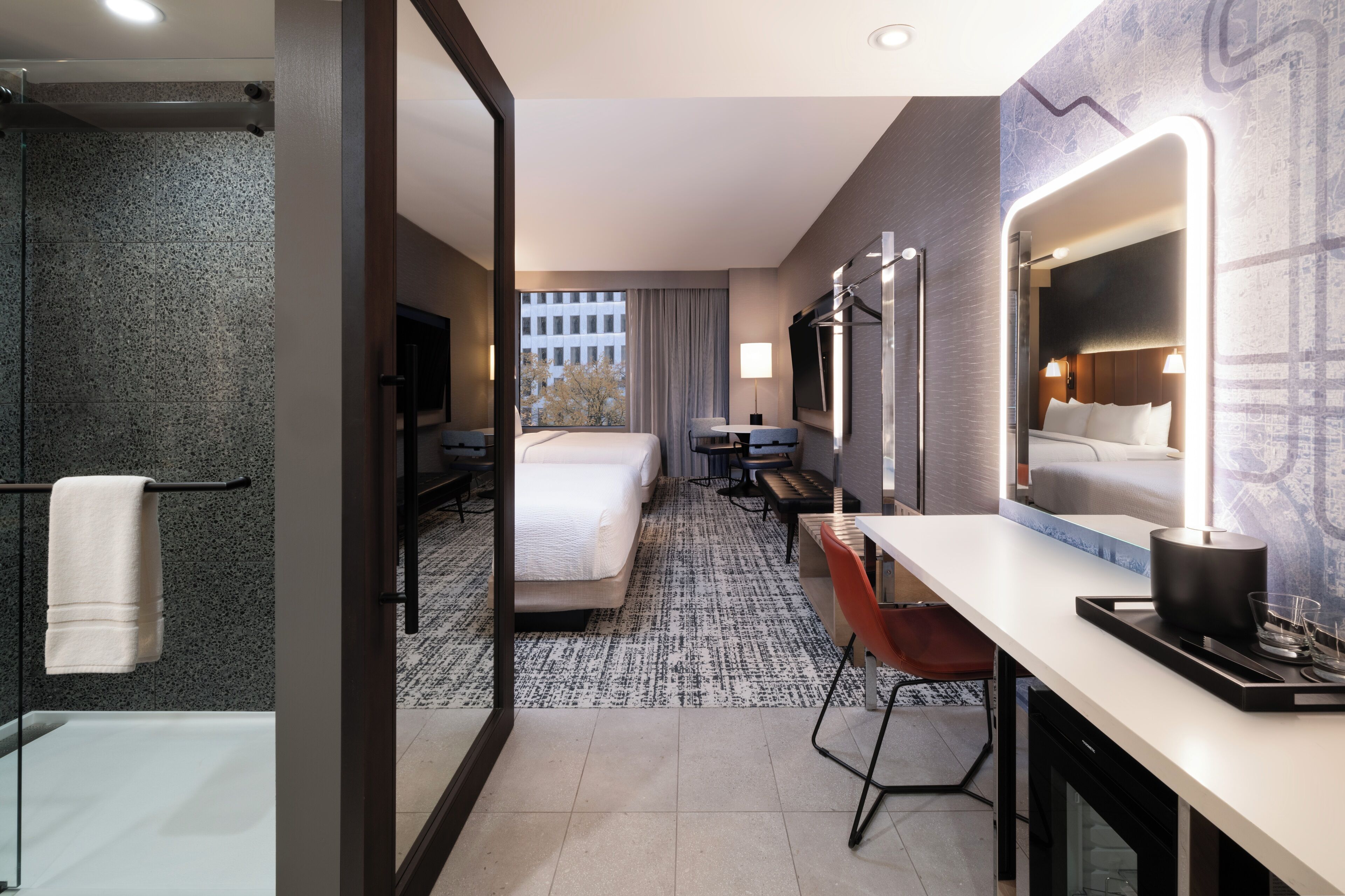 In-room safe, desk, laptop workspace, blackout drapes