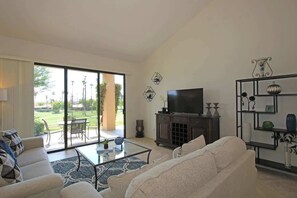 TV, fireplace - Elevated Lot-Double Fairway Views-VS862 (Palm Desert)