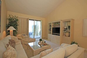TV, fireplace, offices - Moutain and Fairway Views-Walk to Pool-V3986 (Palm Desert)