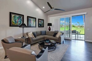 TV, fireplace - V5002 - Palm Valley CC Modern Gem (Palm Desert)