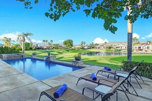 Pool - Home w pool, casitas|Lake, fairway, mountain views (Rancho Mirage)