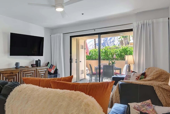 TV, offices - Pet-friendly downtown condo|Pool, tennis access (Palm Springs)