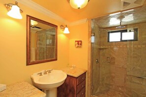 Shower, hair dryer, shampoo - Two Bedroom Holiday Home (Palm Desert)