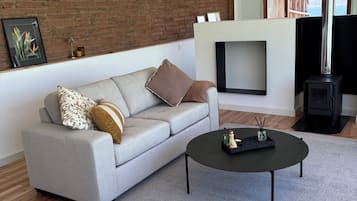 Apartamento, 1 cama doble con sofá cama, balcón, vistas a la bahía | Zona de estar