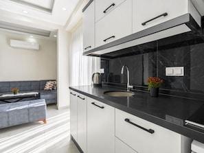 Superior Condo, City View | Private kitchenette | Fridge, stovetop, coffee/tea maker, electric kettle
