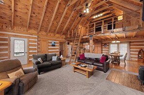 Living area - Secluded Cabin! Hot Tub, Trails, Pet Friendly! (Logan)