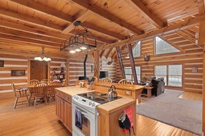 Private kitchen - Secluded Cabin! Hot Tub, Trails, Pet Friendly! (Logan)