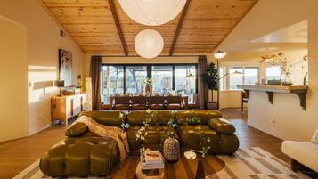 Smart TV, fireplace, ping pong, books