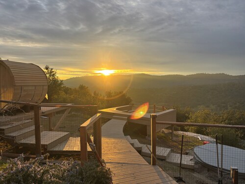 Tranquil hilltop wellness retreat with sweeping views & pool