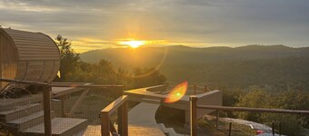 Tranquil hilltop wellness retreat with sweeping views & pool