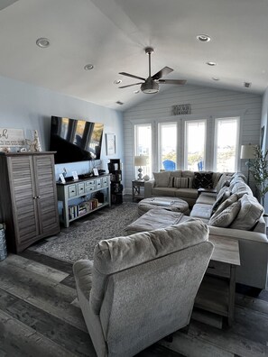 TV, DVD player, books, video library - Topsail Beach Sunsets, Water views, Pool/Hot tub (N. Topsail Beach)