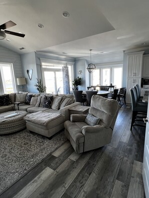 TV, DVD player, books, video library - Topsail Beach Sunsets, Water views, Pool/Hot tub (N. Topsail Beach)