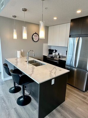 Private kitchen - Luxurious View, king bed, Near Rogers (Edmonton)