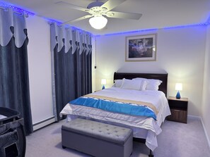 5 habitaciones, tabla de planchar con plancha y cuna de viaje 