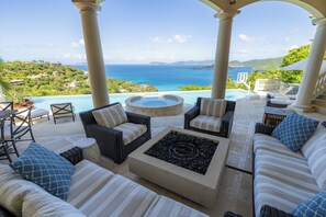 Terrace/patio - Villa Insatiable - Luxury, Upper Peter Bay, Pool & Hot tub Villa w/ Grand Views (Cruz Bay)