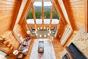 TV, fireplace, table football, offices - Mountain View Cabin with Fire Pit & Entertainment (Sevierville)