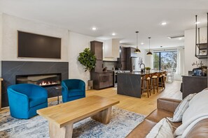 TV, fireplace, offices